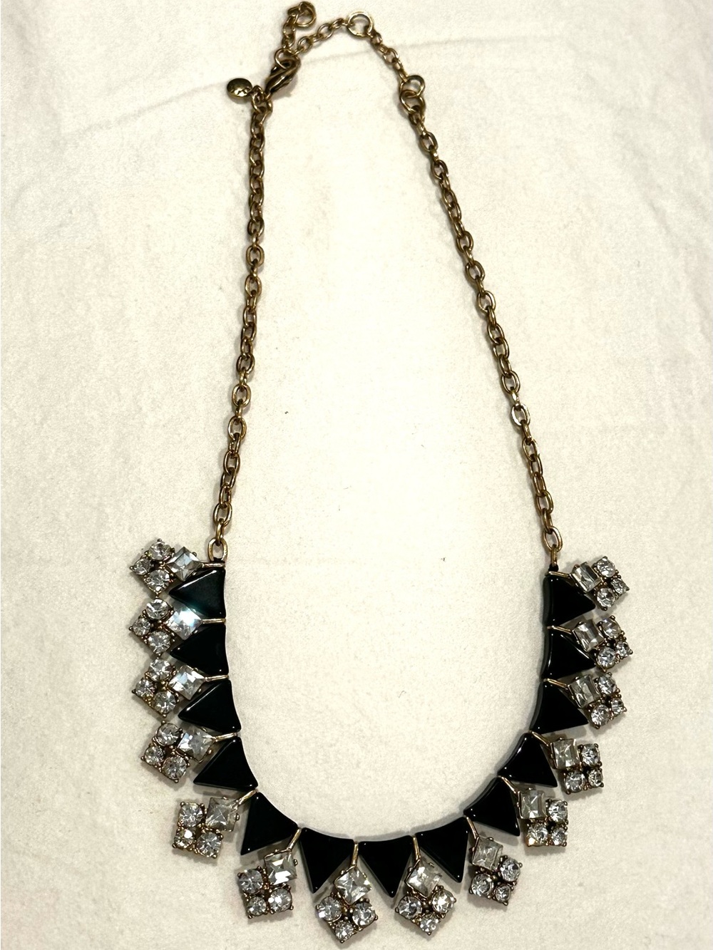 JCREW Gold Necklace with Black and Clear Crystal Accents - Women Jewelry